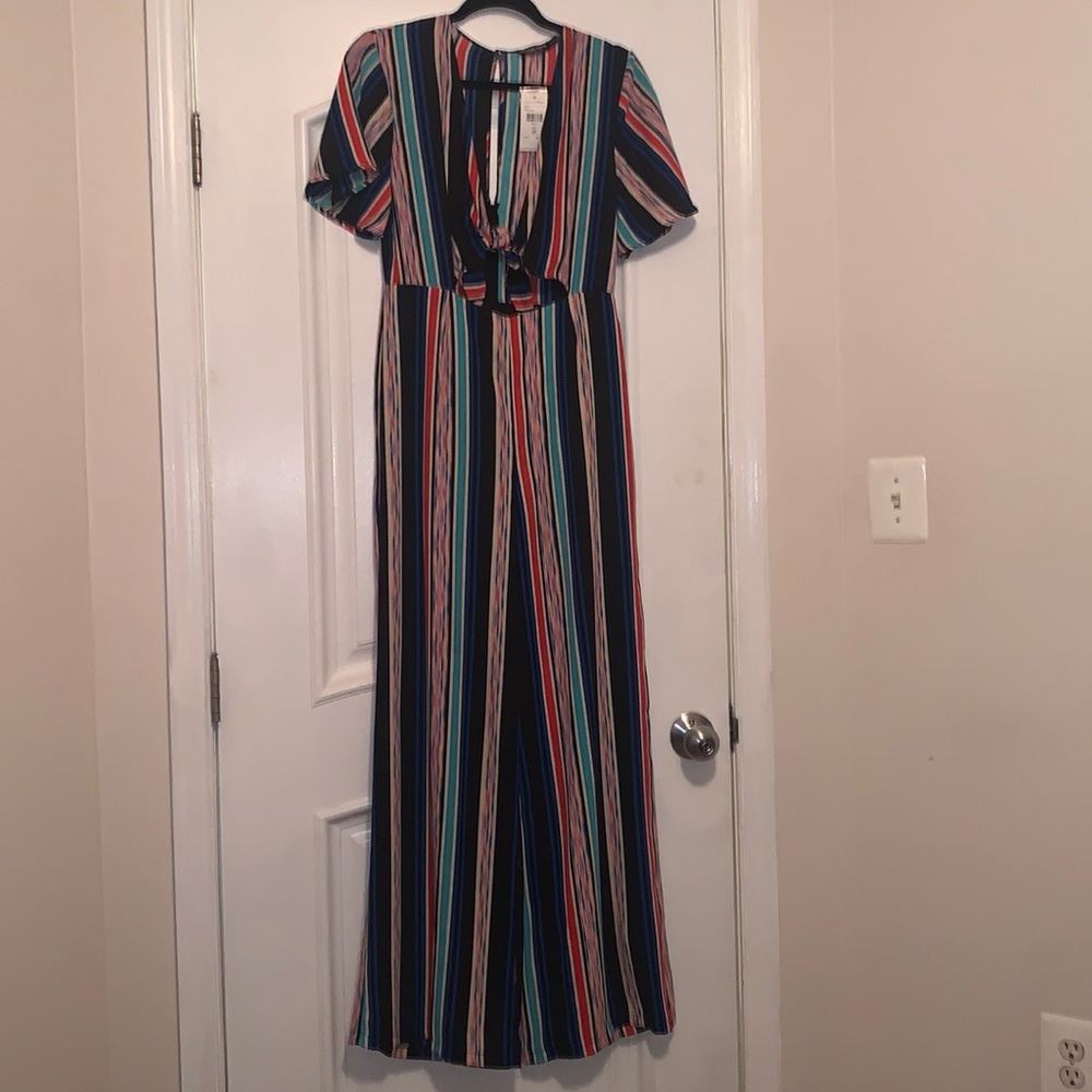 Fashion Nova Multi-colored Jumpsuit with Cutout; Size: Medium